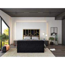Sherlock Luxe Upholstered  Gold & Black Television Bed Frame - thumbnail 2