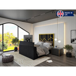 Sherlock Luxe Upholstered  Gold & Black Television Bed Frame - thumbnail 4