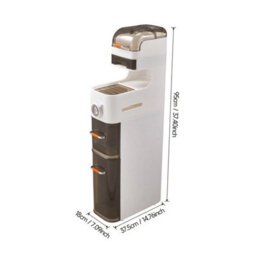 Narrow Bathroom Cabinet Storage Toilet Paper Roll Holder Furniture Slim Cupboard 6 Tiers - thumbnail 2
