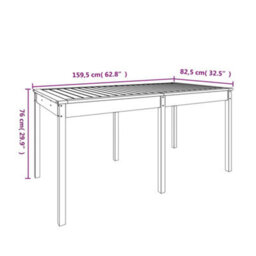 Berkfield Garden Table Honey Brown 159.5X82.5X76 Cm Solid Wood Pine - thumbnail 8