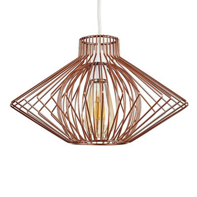Valuelights Sinat Disperse Geometric Design Copper Wire Basket Cage Ceiling Pendant Light Shade And Led Bulb - image 1