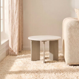 Ohs Ribbed Square Leg Side End Table Engineered Wood Home Décor - Travertine - thumbnail 1