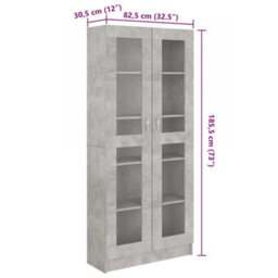 Vidaxl Vitrine Cabinet Concrete Grey 82.5X30.5X185 Cm Engineered Wood - thumbnail 8
