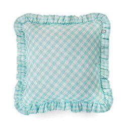 rucomfy Beanbags Rucomfy Linen Look 45X45Cm Cushion - Turquoise Frilled Gingham Check Decorative Pillow - thumbnail 1