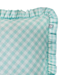 rucomfy Beanbags Rucomfy Linen Look 45X45Cm Cushion - Turquoise Frilled Gingham Check Decorative Pillow - thumbnail 3