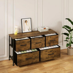 Chest Of Drawers Wide 5 Drawer With Metal Leg Bedroom Storage Furniture Cabinet - thumbnail 8