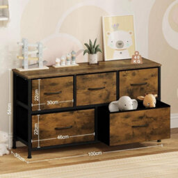 Chest Of Drawers Wide 5 Drawer With Metal Leg Bedroom Storage Furniture Cabinet - thumbnail 7