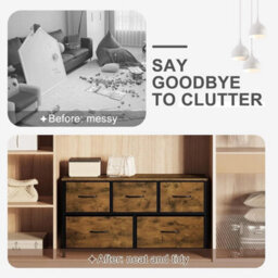 Chest Of Drawers Wide 5 Drawer With Metal Leg Bedroom Storage Furniture Cabinet - thumbnail 5