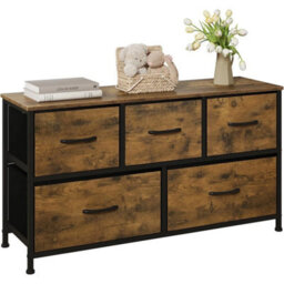 Chest Of Drawers Wide 5 Drawer With Metal Leg Bedroom Storage Furniture Cabinet - thumbnail 2
