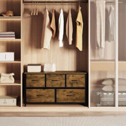 Chest Of Drawers Wide 5 Drawer With Metal Leg Bedroom Storage Furniture Cabinet - thumbnail 3