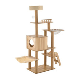 Living And Home Multi-Tier Wooden Climbing Cat Tree With Scratching Posts, 160Cm (H) - thumbnail 1