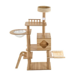Living And Home Multi-Tier Wooden Climbing Cat Tree With Scratching Posts, 160Cm (H) - thumbnail 2