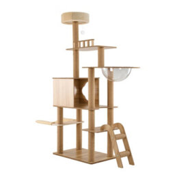 Living And Home Multi-Tier Wooden Climbing Cat Tree With Scratching Posts, 160Cm (H) - thumbnail 3