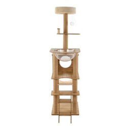Living And Home Multi-Tier Wooden Climbing Cat Tree With Scratching Posts, 160Cm (H) - thumbnail 4