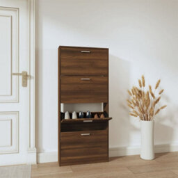 Walplus Shoe Cabinet Brown Oak 59X17X150 Cm Engineered Wood