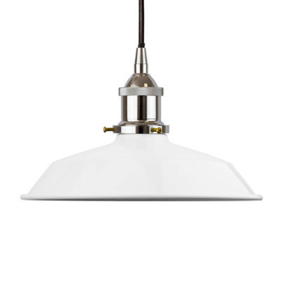White Small Trinity Metal Painted Dome Pendant Light With Nickle Lamp Holder And Black Round Cable - Se Home - image 1
