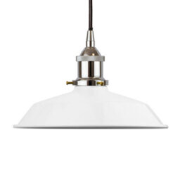 White Small Trinity Metal Painted Dome Pendant Light With Nickle Lamp Holder And Black Round Cable - Se Home - thumbnail 1