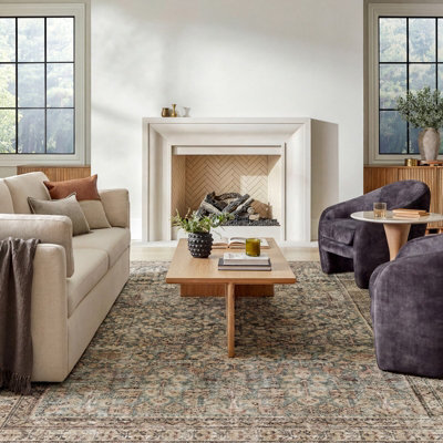 Livabliss Galey Alix Maria Elena-Vintage Brown Beige Blue Traditional Vintage Boho Fringe Living Dining Bedroom Rug 66 X 115 Cm Easy Care - image 1