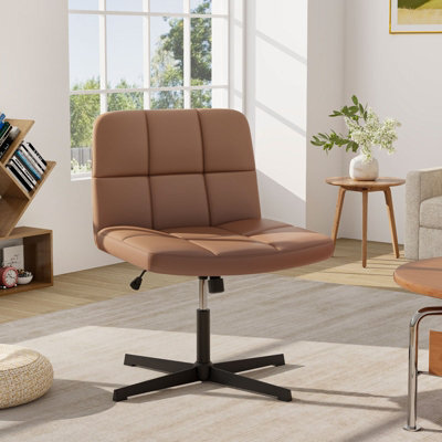 Costway Modern Criss Cross Chair Pu Leather Upholstered Armless Cross Desk Chair - image 1