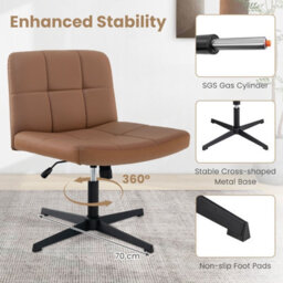 Costway Modern Criss Cross Chair Pu Leather Upholstered Armless Cross Desk Chair - thumbnail 6