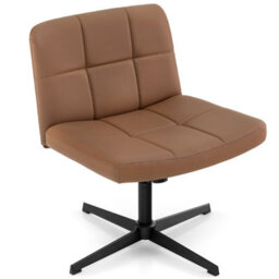 Costway Modern Criss Cross Chair Pu Leather Upholstered Armless Cross Desk Chair - thumbnail 2