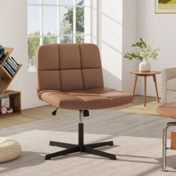 Costway Modern Criss Cross Chair Pu Leather Upholstered Armless Cross Desk Chair - thumbnail 1