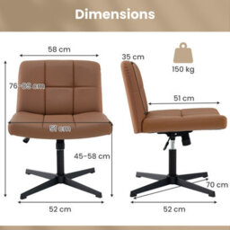 Costway Modern Criss Cross Chair Pu Leather Upholstered Armless Cross Desk Chair - thumbnail 3