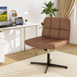 Costway Modern Criss Cross Chair Pu Leather Upholstered Armless Cross Desk Chair - thumbnail 9