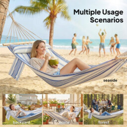 Outsunny Cotton Hammock, Soft Portable Swing Chair W/ Headrest - thumbnail 7