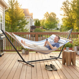 Outsunny Cotton Hammock, Soft Portable Swing Chair W/ Headrest - thumbnail 9