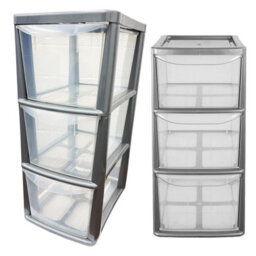STAR SUPPLIES Medium Silver Modular 3 Drawer Storage Tower Unit For Home Office Schools With Clear Drawers - thumbnail 2