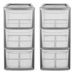 STAR SUPPLIES Medium Silver Modular 3 Drawer Storage Tower Unit For Home Office Schools With Clear Drawers - thumbnail 3