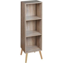 Urbn-Living Urbnliving 80Cm Height 3 Tier Antique Oak Wooden Storage Cube Bookcase Scandinavian Style Pine Legs