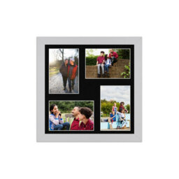 AK Frames 12X12 Light Grey Modern Multi Photo Frame With Black Mount - Holds 4 Apertures (4X) 6X4 Photos - thumbnail 1