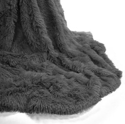 Homes & Linen Teddy Fur Throw Blanket With Reversible Plain Sherpa Teddy Fleece Luxury Fluffy Fur Throw Blanket - thumbnail 2