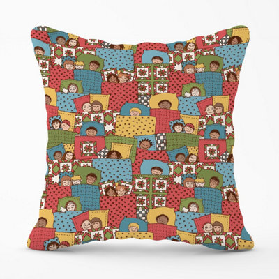 Warren Reed Designer Hand Drawn Sleeping Doodle Faces Outdoor Cushion 45Cm X 45Cm - image 1