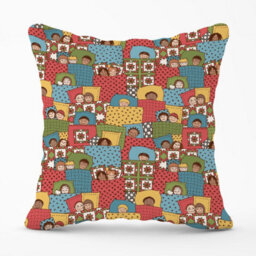 Warren Reed Designer Hand Drawn Sleeping Doodle Faces Outdoor Cushion 45Cm X 45Cm - thumbnail 1
