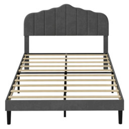 Levede Upholstered Bed Frame Small Double Linen Fabric Modern Platform Base - thumbnail 3