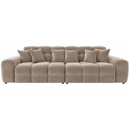 Furnishings For Less UK Jenson Beige 4 Seater Plush Velvet Sofa With Deep Seats & Boxed Arms - thumbnail 1