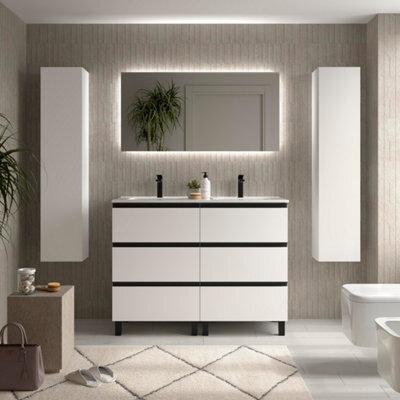 Cygnus bath Bequia Metal 3C Vanity Unit 120Cm Matt White Basin Ceramic - image 1