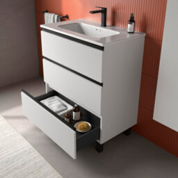 Cygnus bath Bequia Metal 3C Vanity Unit 120Cm Matt White Basin Ceramic - thumbnail 2