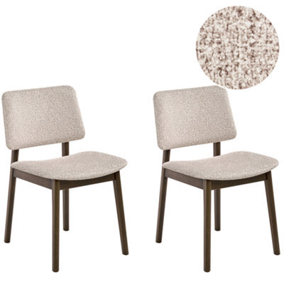 Beliani Set Of 2 Dining Chairs Blane Boucle Dark Brown/ Taupe - image 1