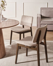 Beliani Set Of 2 Dining Chairs Blane Boucle Dark Brown/ Taupe - thumbnail 2