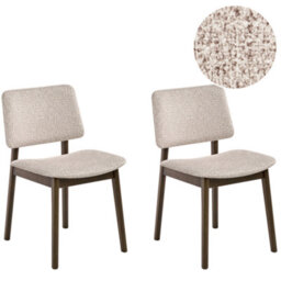 Beliani Set Of 2 Dining Chairs Blane Boucle Dark Brown/ Taupe - thumbnail 1