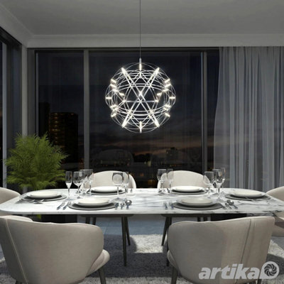 Xample Artika Elden Led Pendant Light In Chrome - Dimmable 23W Ceiling Light, 3000K Warm White, Adjustable Height, Modern Design - image 1