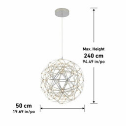 Xample Artika Elden Led Pendant Light In Chrome - Dimmable 23W Ceiling Light, 3000K Warm White, Adjustable Height, Modern Design - thumbnail 3