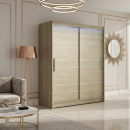Galeria Wardrobe With Sliding Doors And Led Lighting 150Cm Sonoma Oak - thumbnail 3
