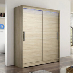 Galeria Wardrobe With Sliding Doors And Led Lighting 150Cm Sonoma Oak - thumbnail 2