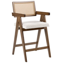 Beliani Set Of 2 Bar Chairs Ava Wood Brown/ Light Beige - thumbnail 5
