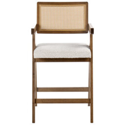 Beliani Set Of 2 Bar Chairs Ava Wood Brown/ Light Beige - thumbnail 6
